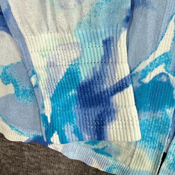 Chico's Size 2 Cardigan Open Front Summer Romance Watercolor Topper Blue - Picture 4 of 7